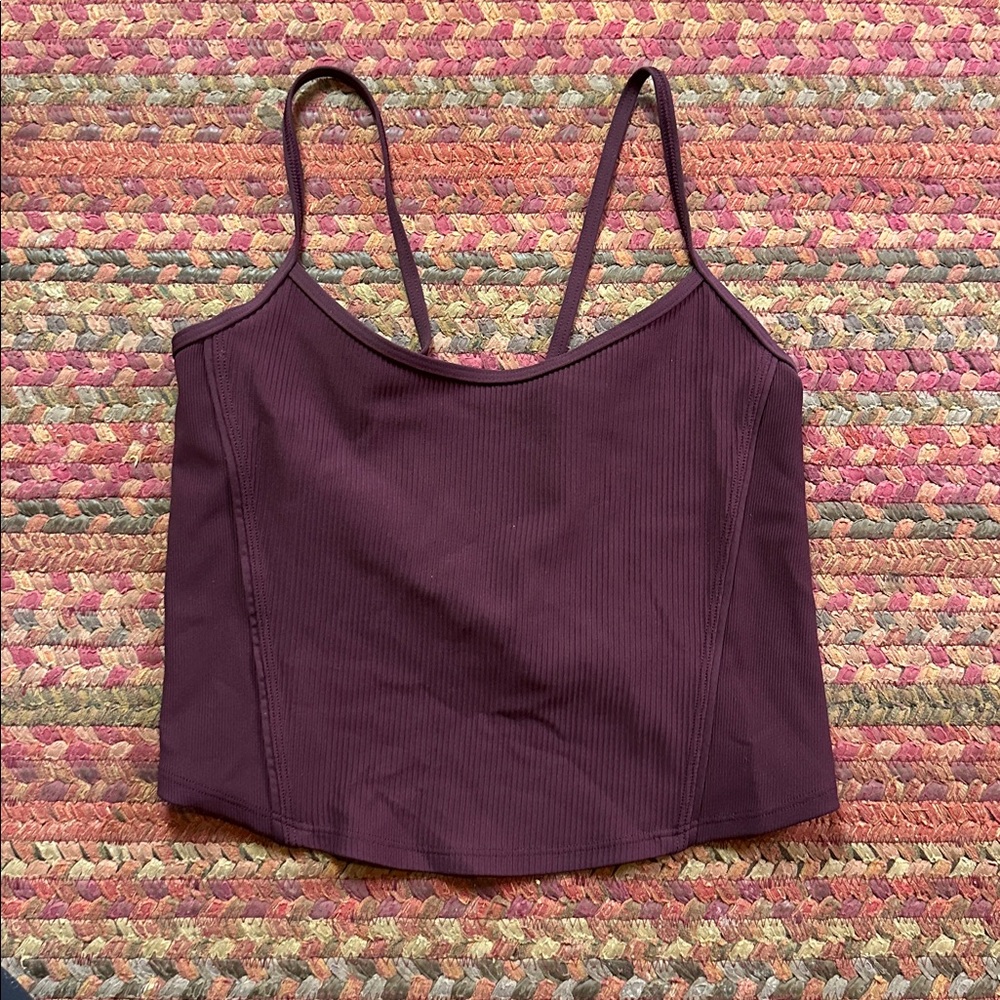 LULULEMON DAILY LINE UP MAROON RIBBED TWIST CAMI